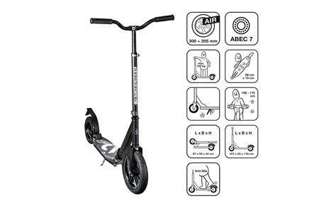 Skiro Six Degrees 300 mm z napihljivimi kolesi - črn – slika 3